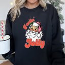 Large Black Feeling Jolly Retro Santa Christmas Holiday Cheer Special Edition Vintage Style Sweatshirt