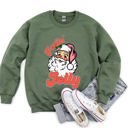 XXXL Military Green Feeling Jolly Retro Santa Christmas Holiday Cheer Special Edition Vintage Style Sweatshirt