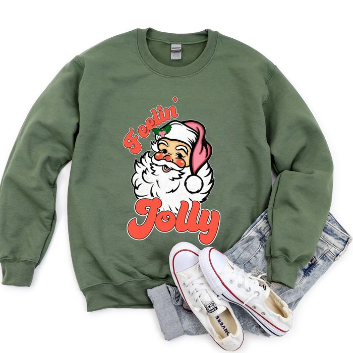 Feeling Jolly Retro Santa Christmas Holiday Cheer Special Edition Vintage Style Sweatshirt