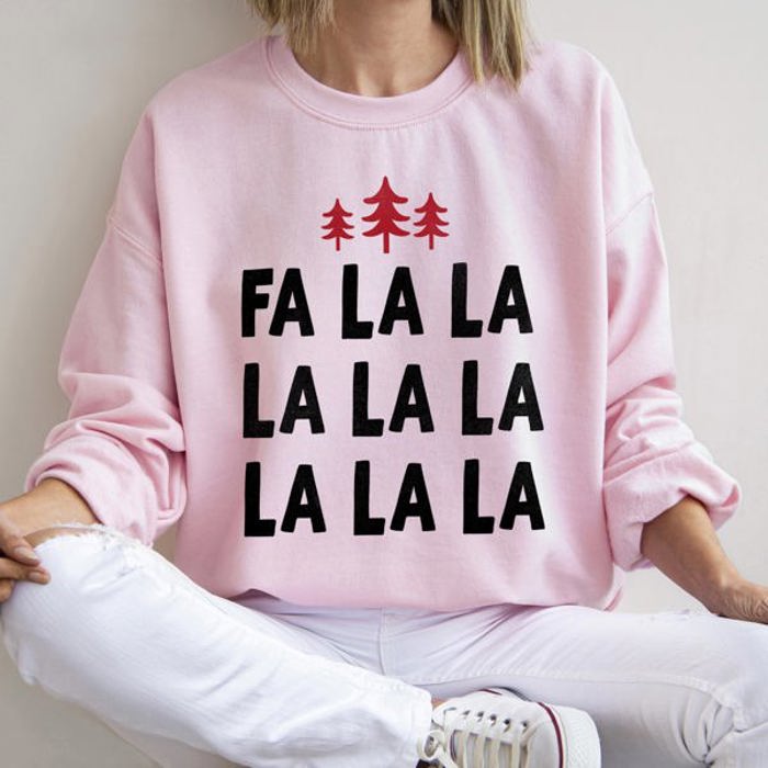 Fa La La Retro Christmas Trees Festive Vintage Holiday Decor Print Edition Sweatshirt