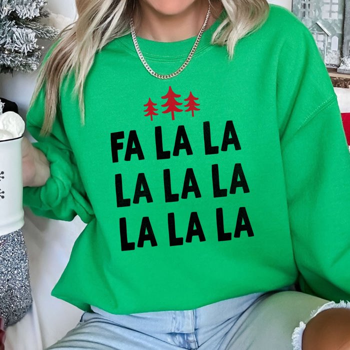 Fa La La Retro Christmas Trees Festive Vintage Holiday Decor Print Edition Sweatshirt