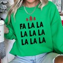 Large Irish Bright Green Fa La La Retro Christmas Trees Festive Vintage Holiday Decor Print Edition Sweatshirt