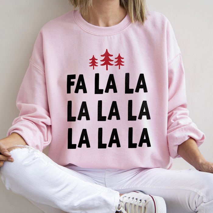 Fa La La Retro Christmas Trees Festive Vintage Holiday Decor Print Edition Sweatshirt