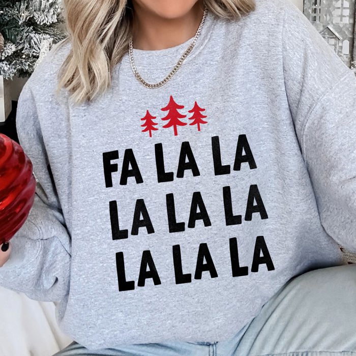 Fa La La Retro Christmas Trees Festive Vintage Holiday Decor Print Edition Sweatshirt