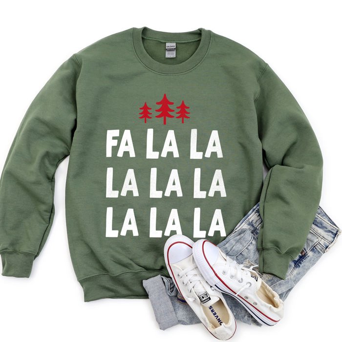 Fa La La, Retro Christmas Trees Sweatshirt