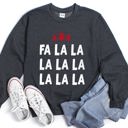 XXL Dark Gray Heather Fa La La, Retro Christmas Trees Sweatshirt