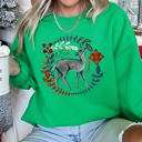  Deer Folk Art Scandinavian Christmas Scene With Nordic Winter Motifs And Rustic Charm Sweatshirt