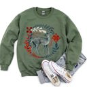  Deer Folk Art Scandinavian Christmas Scene With Nordic Winter Motifs And Rustic Charm Sweatshirt