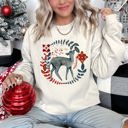 Large Sand Deer Folk Art Scandinavian Christmas Scene With Nordic Winter Motifs And Rustic Charm Sweatshirt