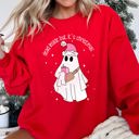 Small Red Dead Inside But It's Christmas Festive Snark Holiday Quote Cozy Winter Mood Edition Sweatshirt