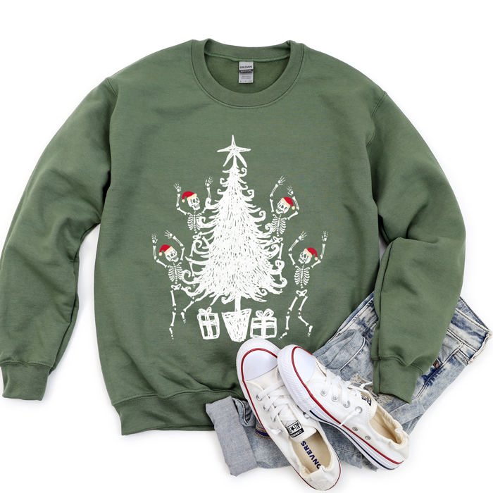 Christmas Dancing Skeletons Festive Bone Parade Edition With Retro Holiday Charm Sweatshirt