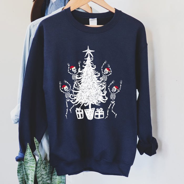 Christmas Dancing Skeletons Festive Bone Parade Edition With Retro Holiday Charm Sweatshirt