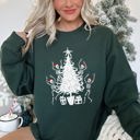 Medium Forest Green Christmas Dancing Skeletons Festive Bone Parade Edition With Retro Holiday Charm Sweatshirt