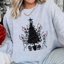 Small Heather Sport Gray Christmas Dancing Skeletons Festive Holiday Skeletons Celebration Edition Sweatshirt