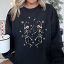  Dancing Skeletons Vintage Christmas Illustration Festive Holiday Parade Sweatshirt