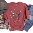  Dancing Skeletons Vintage Christmas Illustration Festive Holiday Parade Sweatshirt