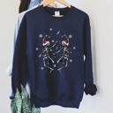  Dancing Skeletons Vintage Christmas Illustration Festive Holiday Parade Sweatshirt