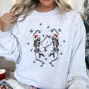  Dancing Skeletons Retro Christmas Festive Skeleton Dance Motif Winter Holiday Illustration Sweatshirt