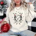 Medium Sand Dancing Skeletons Retro Christmas Festive Skeleton Dance Motif Winter Holiday Illustration Sweatshirt