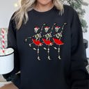 Large Black Dancing Skeleton Santa Girls Festive Holiday Parade Graphic Print Cozy Cotton Comfort Fit Sweatshirt