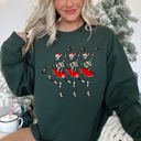 Large Forest Green Dancing Skeleton Santa Girls Festive Holiday Parade Graphic Print Cozy Cotton Comfort Fit Sweatshirt