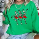 Small Irish Bright Green Dancing Skeleton Santa Girls Festive Holiday Parade Graphic Print Cozy Cotton Comfort Fit Sweatshirt