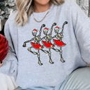XXL Heather Sport Gray Dancing Skeleton Santa Girls Festive Holiday Parade Graphic Print Cozy Cotton Comfort Fit Sweatshirt