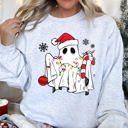 Small Ash Light Gray Cute Ghost Christmas Sweatshirt
