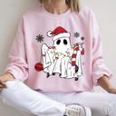 Medium Light Pink Cute Ghost Christmas Sweatshirt