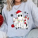 Medium Heather Sport Gray Cute Ghost Christmas Sweatshirt