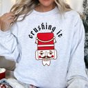 Small Ash Light Gray Crushing It Nutcracker Retro Festival Thematic Holiday Seasonal Graphic Sweatshirt