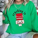 Large Irish Bright Green Crushing It Nutcracker Retro Festival Thematic Holiday Seasonal Graphic Sweatshirt