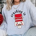 XXXL Heather Sport Gray Crushing It Nutcracker Retro Festival Thematic Holiday Seasonal Graphic Sweatshirt