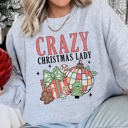  Crazy Christmas Lady Retro Festive Snowflake Print And Jolly Ornament Artwork Graphic Sweatshirt