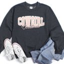 Small Dark Gray Heather Cowgirl Christmas Retro Cozy Western Holiday Print Vintage Style Seasonal Sweatshirt