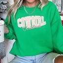 Large Irish Bright Green Cowgirl Christmas Retro Cozy Western Holiday Print Vintage Style Seasonal Sweatshirt
