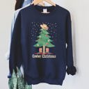 XXL Navy Cowboy Christmas Boots Festive Western Holiday Graphic Design Scene Cozy Sweatshirt