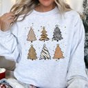 Small Ash Light Gray Christmas Trees Animal Print Festive Seasonal Holiday Nature Inspired Design Sweatshirt
