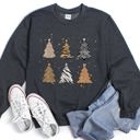 XXXL Dark Gray Heather Christmas Trees Animal Print Festive Seasonal Holiday Nature Inspired Design Sweatshirt