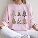 Large Light Pink Christmas Trees Animal Print Festive Seasonal Holiday Nature Inspired Design Sweatshirt
