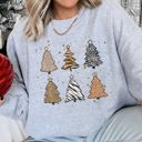 Medium Heather Sport Gray Christmas Trees Animal Print Festive Seasonal Holiday Nature Inspired Design Sweatshirt