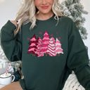 Medium Forest Green Christmas Snack Trees Pink Little Debbie Holiday Treats Classic Graphic Sweatshirt