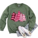 Medium Military Green Christmas Snack Trees Pink Little Debbie Holiday Treats Classic Graphic Sweatshirt