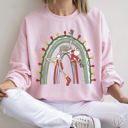  Christmas Rainbow Dancing Skeleton Graphic Sweatshirt