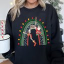 Large Black Christmas Rainbow Dancing Skeleton Graphic Sweatshirt