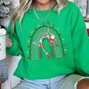 Large Irish Bright Green Christmas Rainbow Dancing Skeleton Graphic Sweatshirt