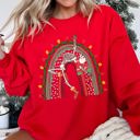 XXL Red Christmas Rainbow Dancing Skeleton Graphic Sweatshirt