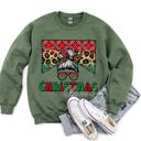 Medium Military Green Christmas Obsessed Leopard Print Festive Cozy Premium Edition Holiday Sweatshirt