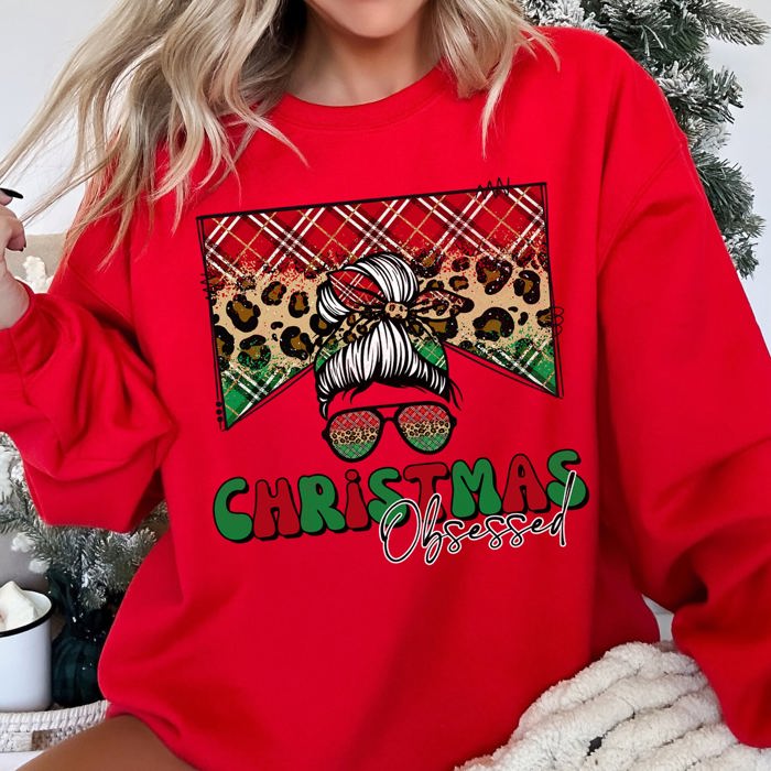Christmas Obsessed Leopard Print Festive Cozy Premium Edition Holiday Sweatshirt