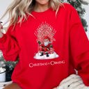 Medium Red Christmas Is Coming Santa Throne Game Holiday Countdown Edition Sweatshirt